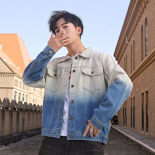 Hip-hop Gradient Tide Brand Denim Jacket