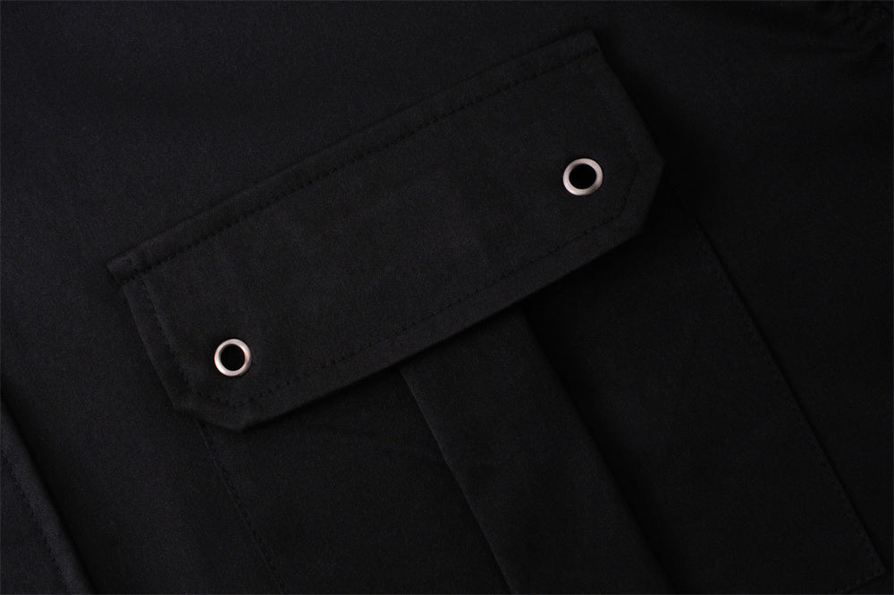 Men's High Street Fashion Loose Casual Pu Shuai Workwear Long Sleeve Shirt Coat