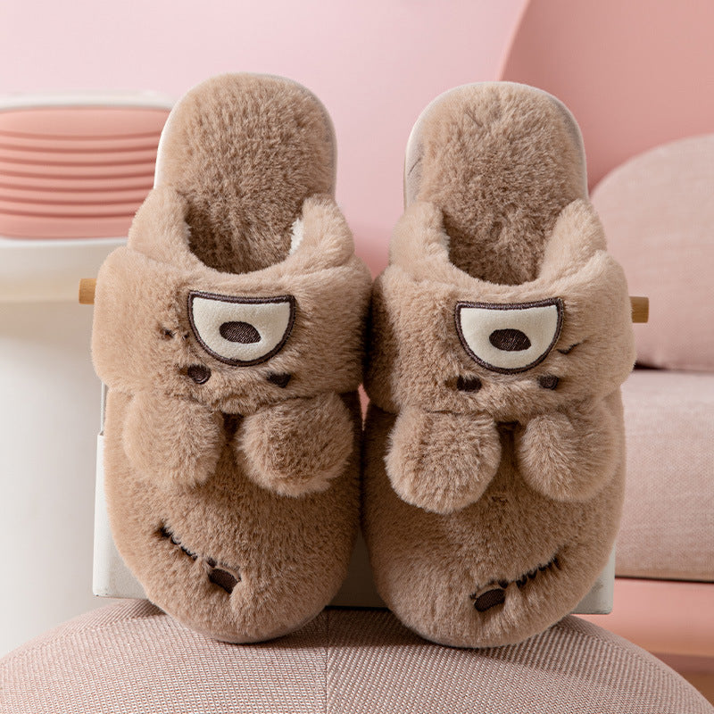 A Pair Of Home Cotton Slippers For A Lovely Couple In Winter Indoor