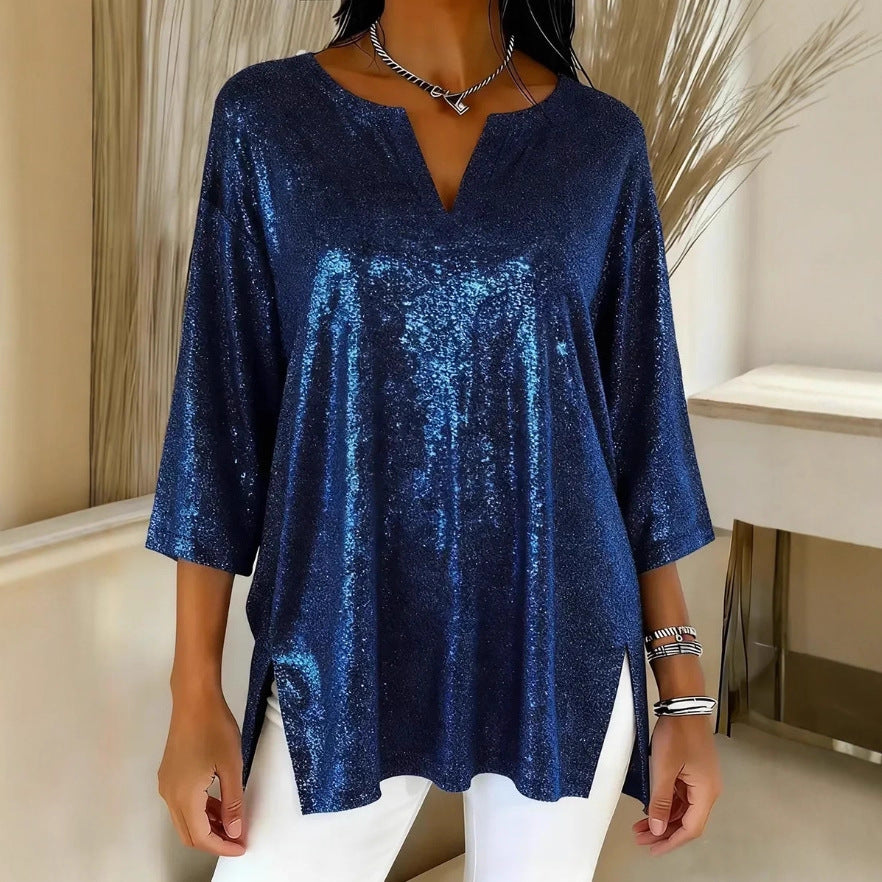 Independent Site Women's Shiny Christmas Long Sleeve Top