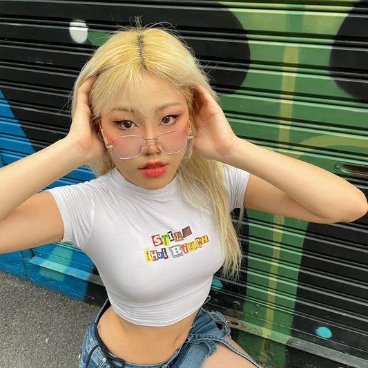 Round Neck Pullover Short Sleeve Letter Printing