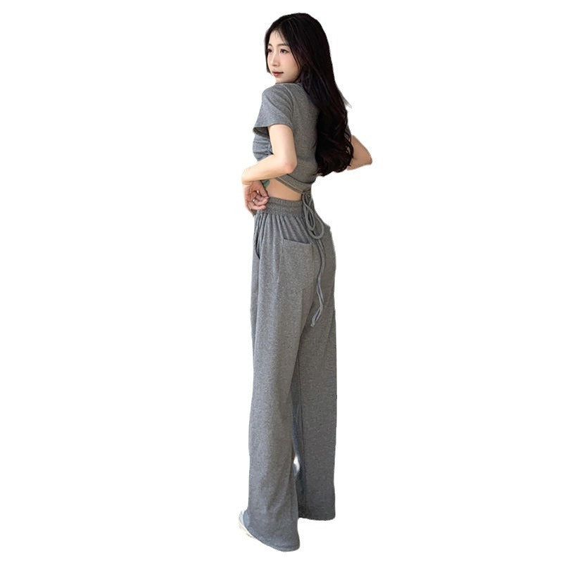 Top With Draped Wide-leg Pants Two-piece Set
