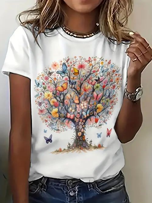 Women's Floral 3D Printed T-shirt Printed Top