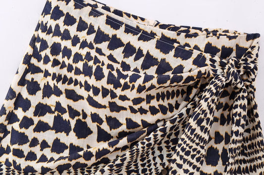 American-style Women's Double-breasted Printed Dress