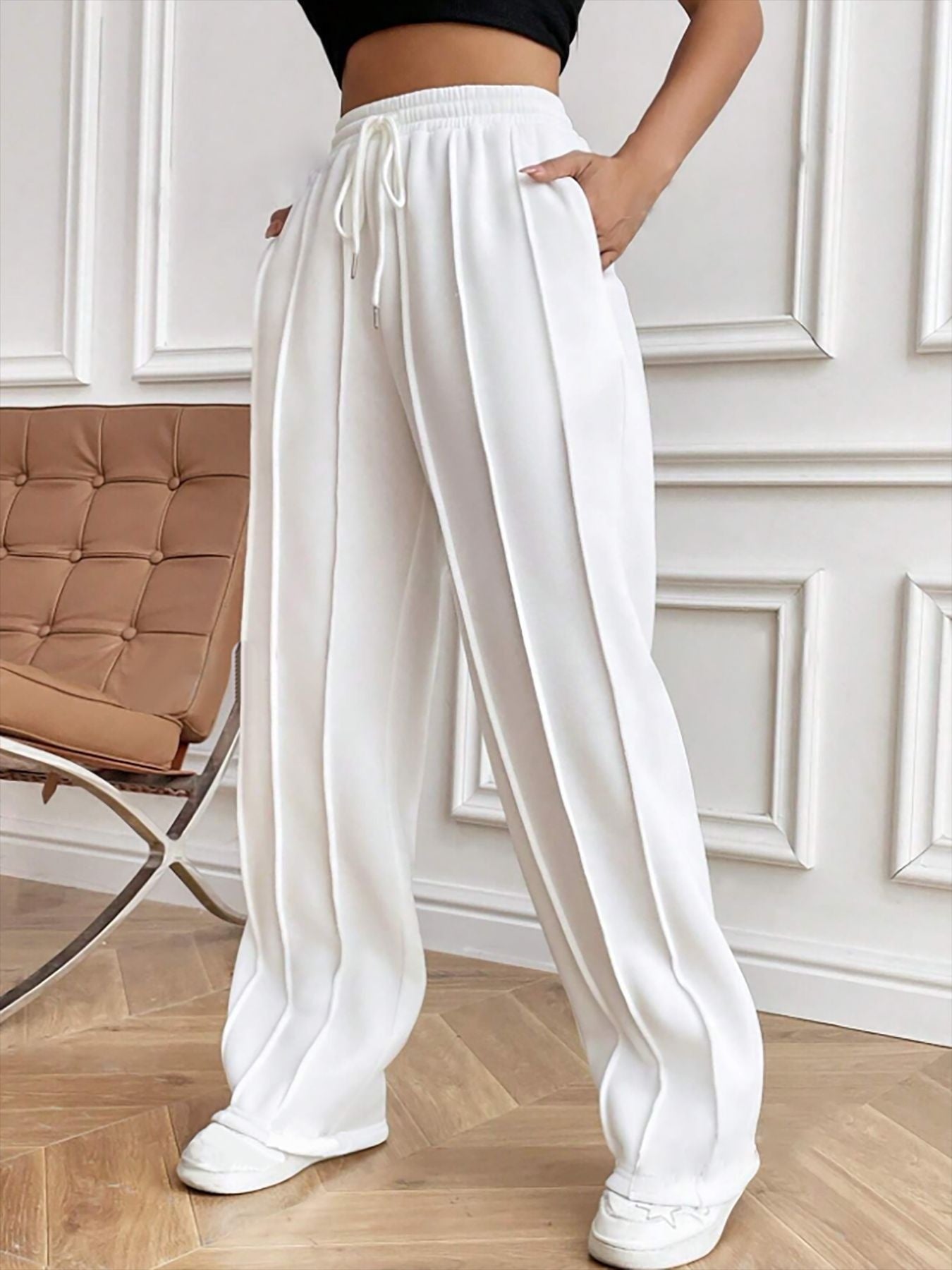 Gray Sweatpants Women's High Waist Wide Leg Loose