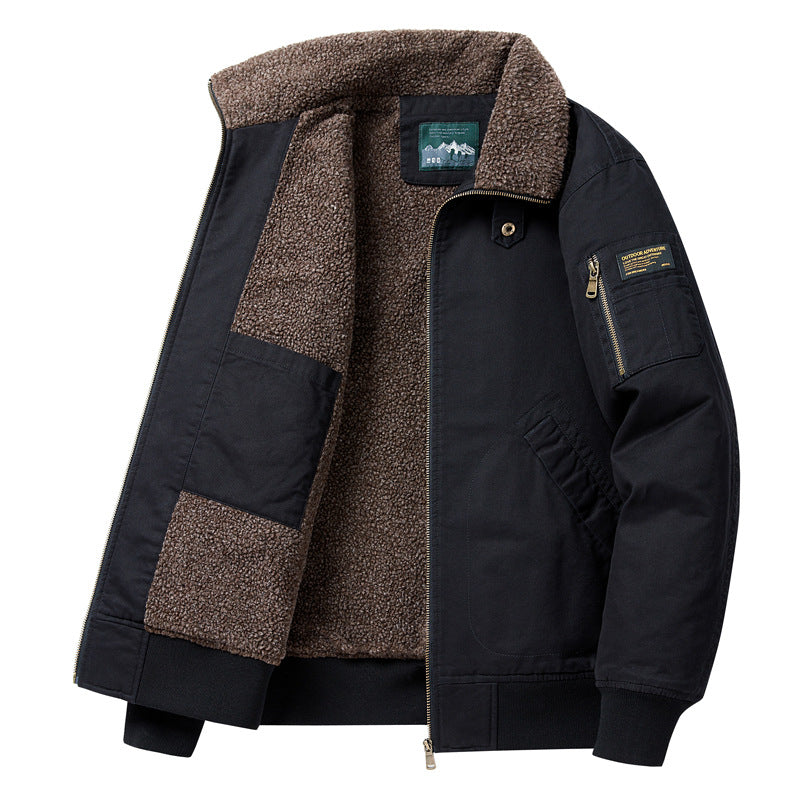 Winter Cotton Dress Men's Fleece-lined Thickened Middle-aged Workwear