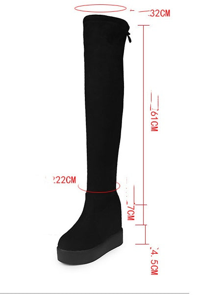 Suede Matte Slimming Stretch Over-the-knee Boots Lightweight Platform Women