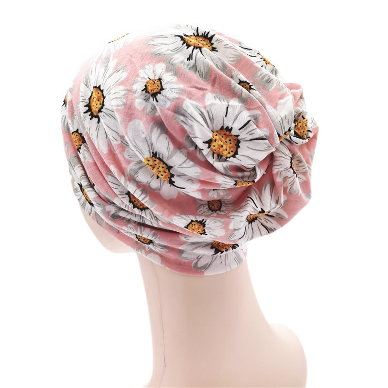 Trykt Multifunktionel Turban Krysantemum Pullover Hat Til Mænd Og Kvinder