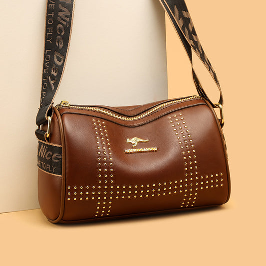 Farvekontrast Patchwork Nitte Crossbody Blød Læder Skuldertaske