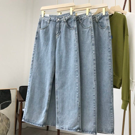 Women's straight-leg high-rise washed jeans