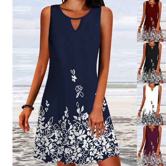 Womens Loose-Fit Printed Long-Sleeve Designer Floral Dress