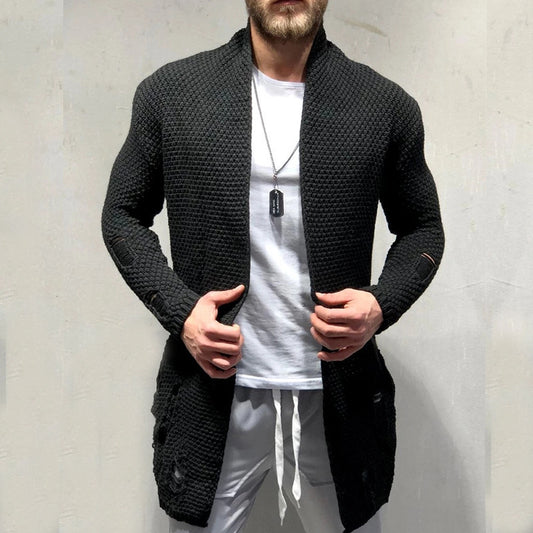 Men's mid-length cardigan sweater sweater