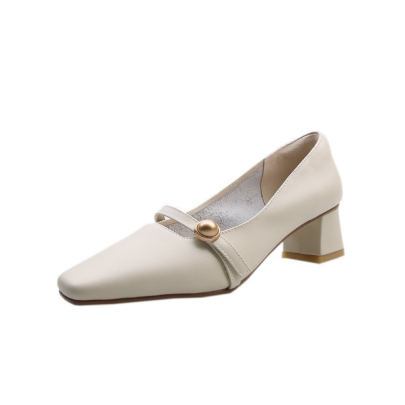 Korean Style Shallow Mouth One Word Buckle Fashion Single Shoes Casual Shoes