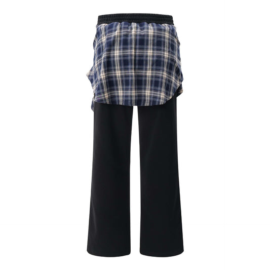 Patch Plaid Fart Curtain Pants Loose Wide-leg Casual Pants