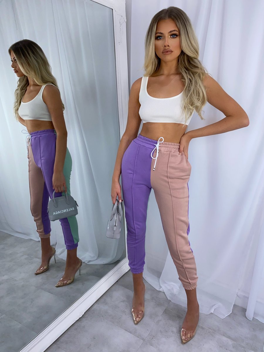 Multicolor stitching casual sports pants