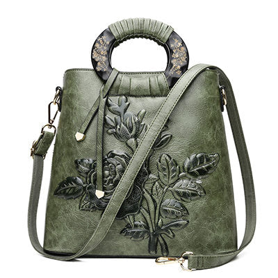 Crossbody-taske med pæoner i etnisk stil