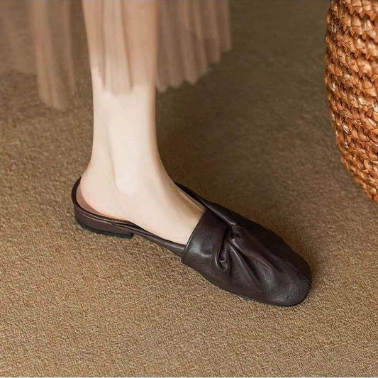 Soft-leather Outerwear Low-heeled Sandals