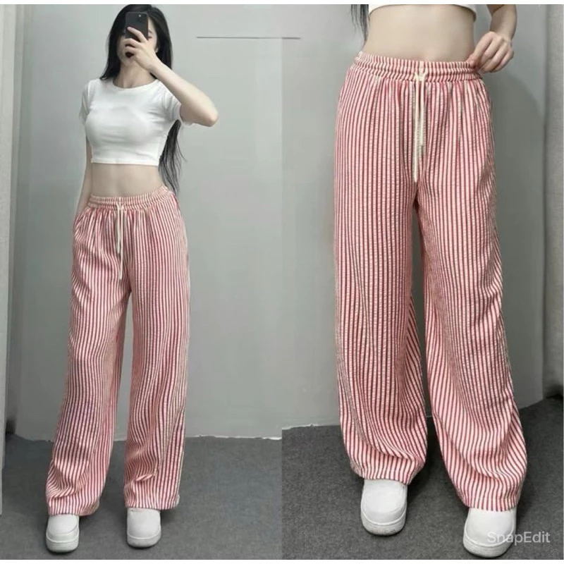 Trendy Black And White VerticalStriped WideLeg Pants For Women