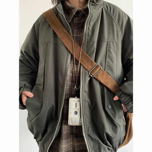 Japanese-style Retro Personality Cotton Coat With Solid Color