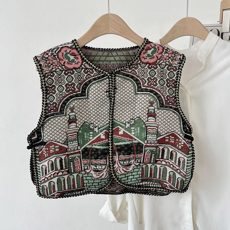 Spring And Summer New Ethnic Style Retro Small Shawl Women's Outer Vest Embroidered Vest