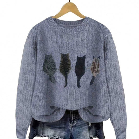 Womens Fresh And Casual Crew-Neck Printed Sweatshirt Top