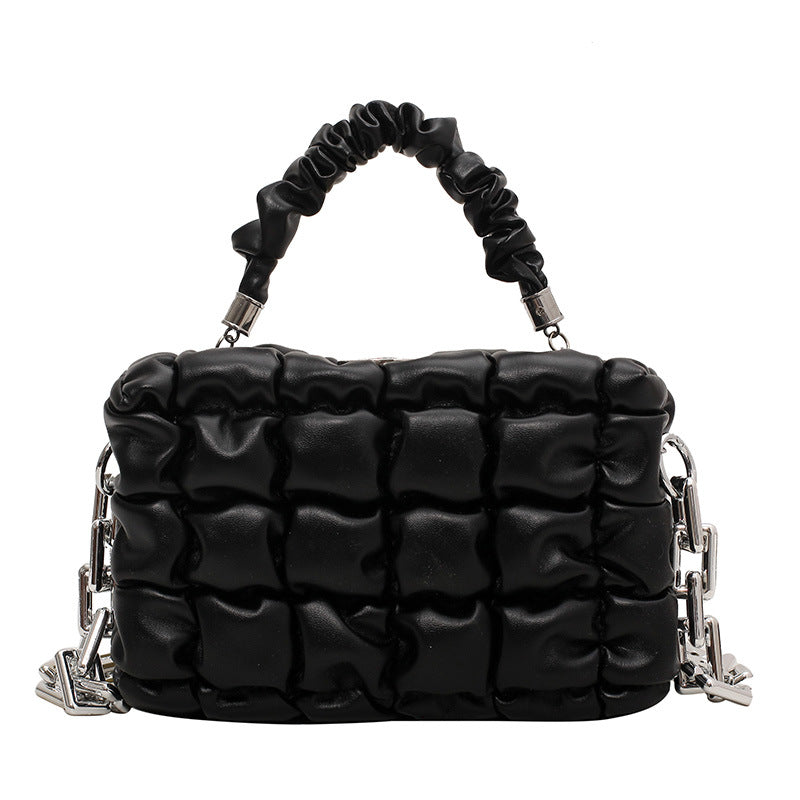 Checkered Fashion Chain Metal Shoulder Bag