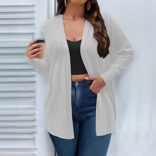 Solid Color Cardigan Women Elegant Simple Versatile Coat