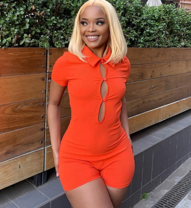 Cutout Polo Neck Hot Girl Sporty Shorts