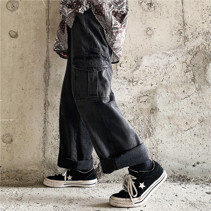 Tooling Wide Leg Loose High Waist Straight Pants