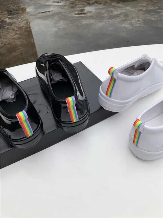 Rainbow Lace-up Single Shoes Women's Sneakers Flat Bottom