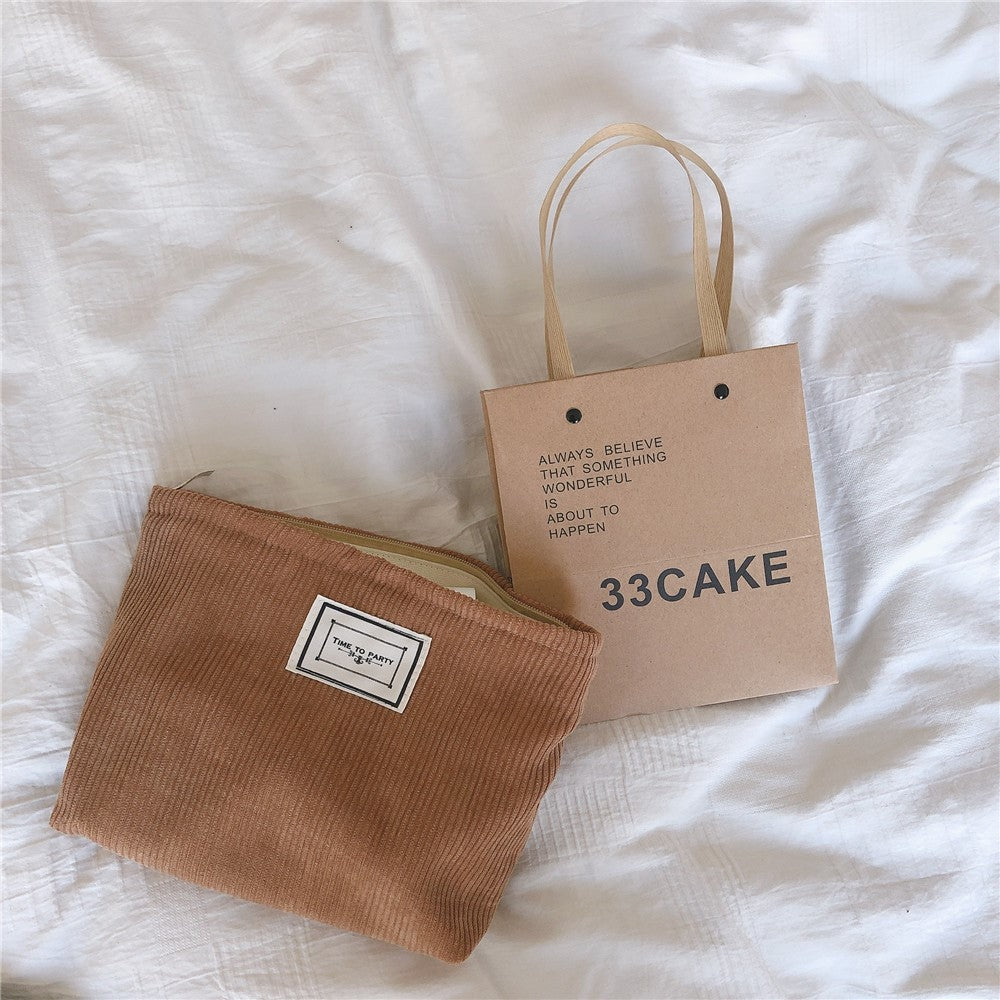 Creamy Beige Brown Camel Cosmetic Bag