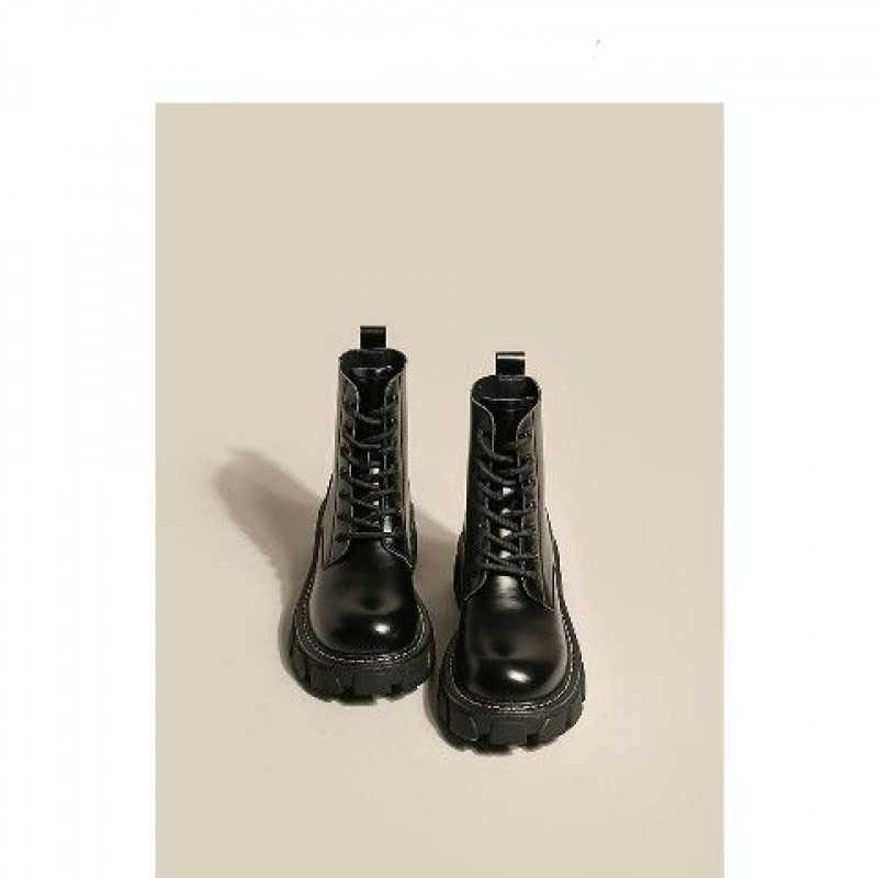 Thick-soled Leather All-match Women's Short Boots