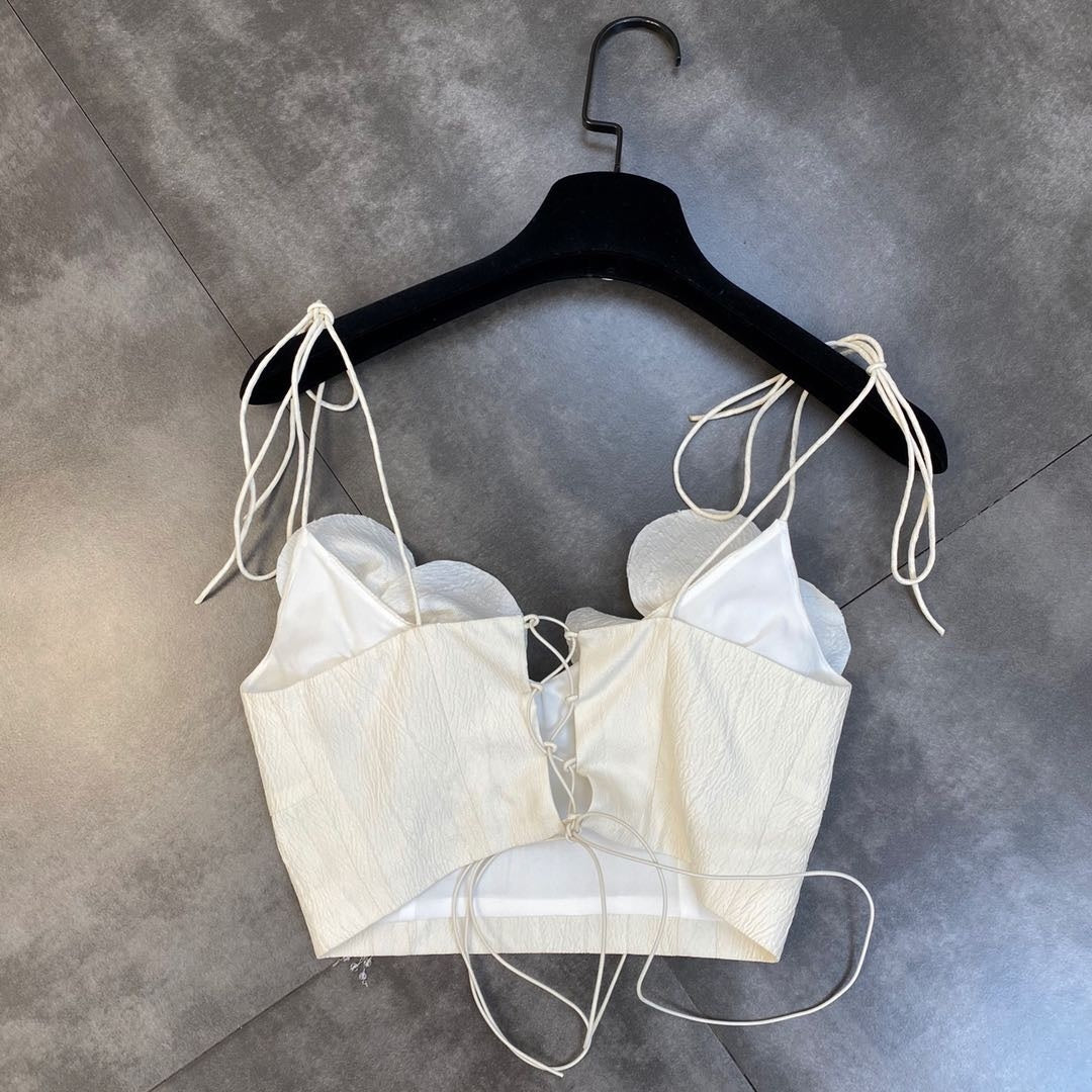 Sexy Backless Three-dimensional Flower Lace-up Vest Top