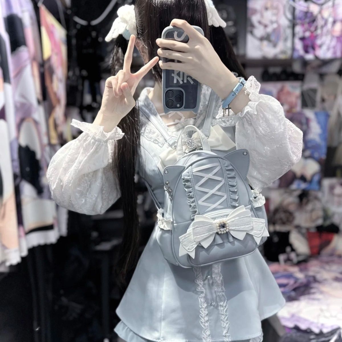Japanese Cute Mine Lace Cat Ear Backpack