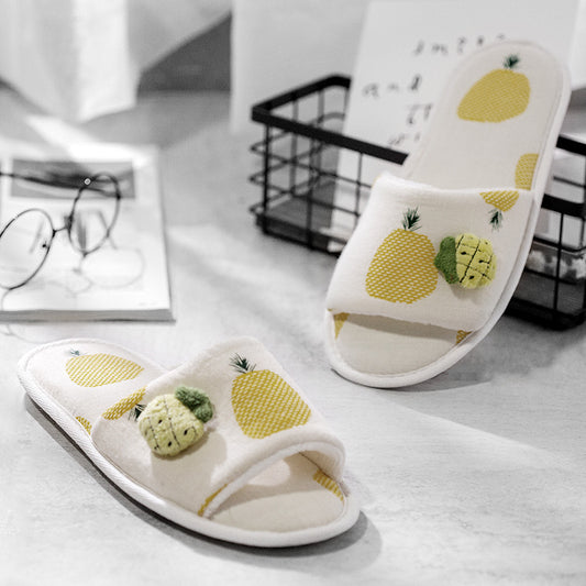 Home pineapple open-toed slippers