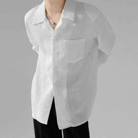 Draping Cuban Collar Loose Shirt All-match Texture