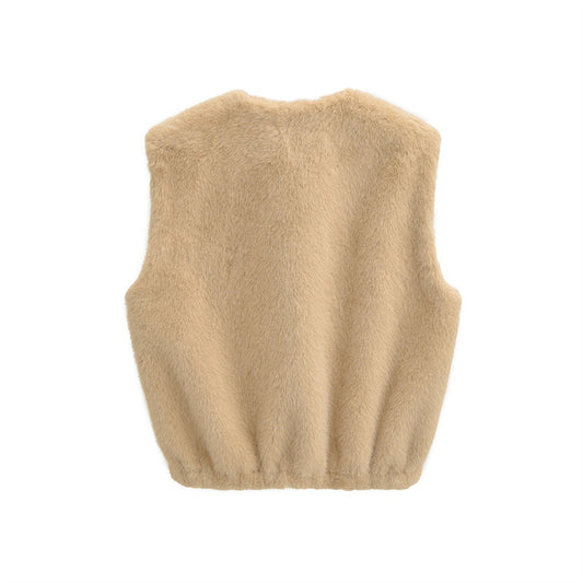 Women's Faux Fur Zipper Waistcoat