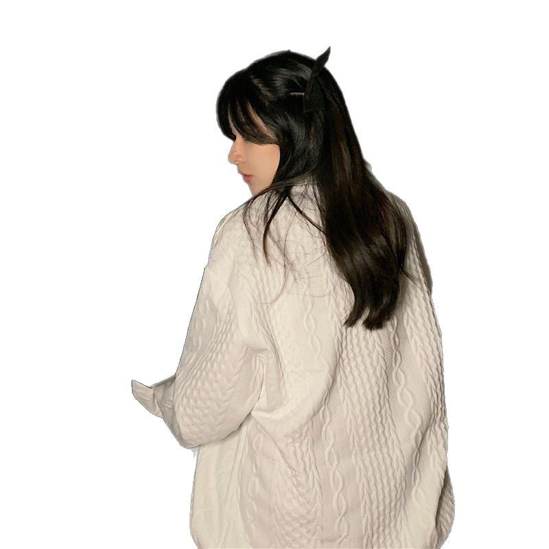 Long Sleeve Top Coat Versatile Korean Version Loose Thin Lazy Style