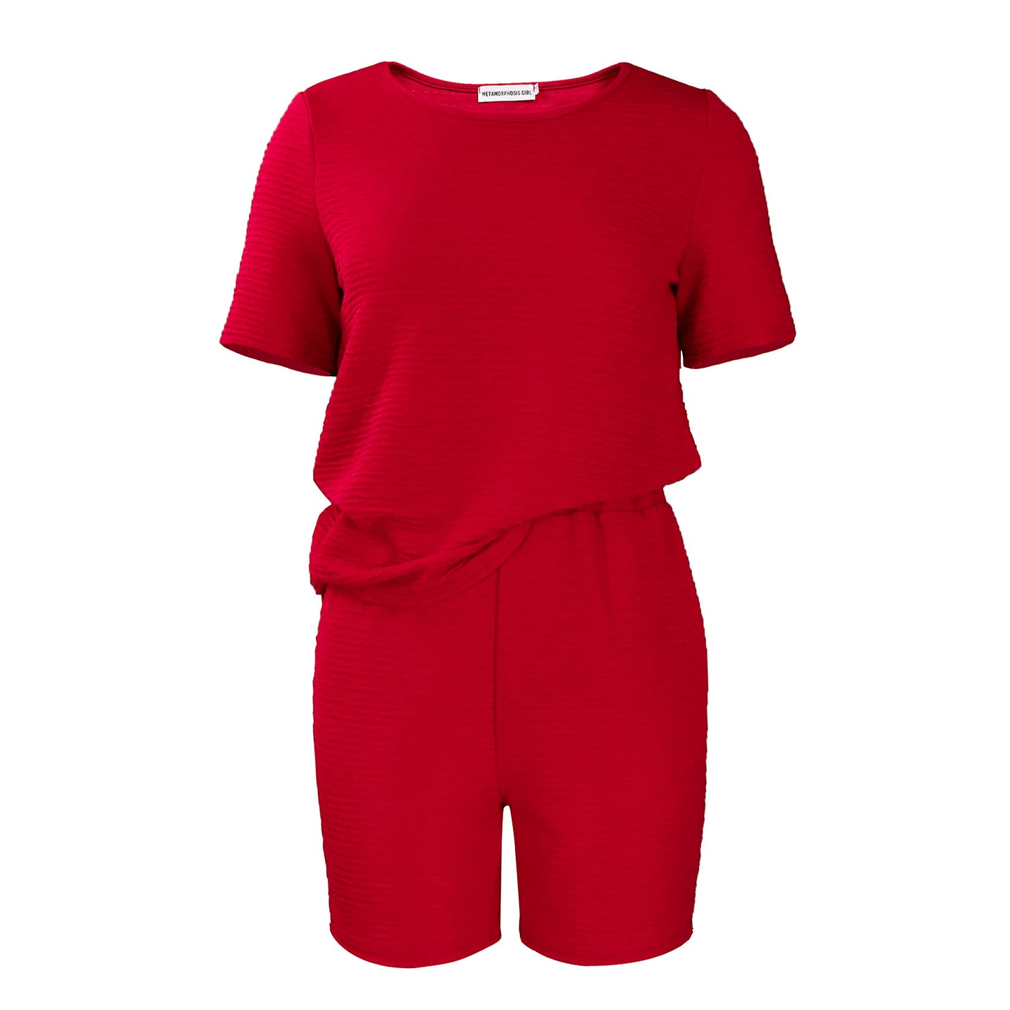 New Loose Solid Color Short Sleeve Top Shorts Fashion Casual Set