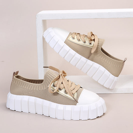 Women's Spring New Retro Round Toe Lace-up Biscuit Shoes