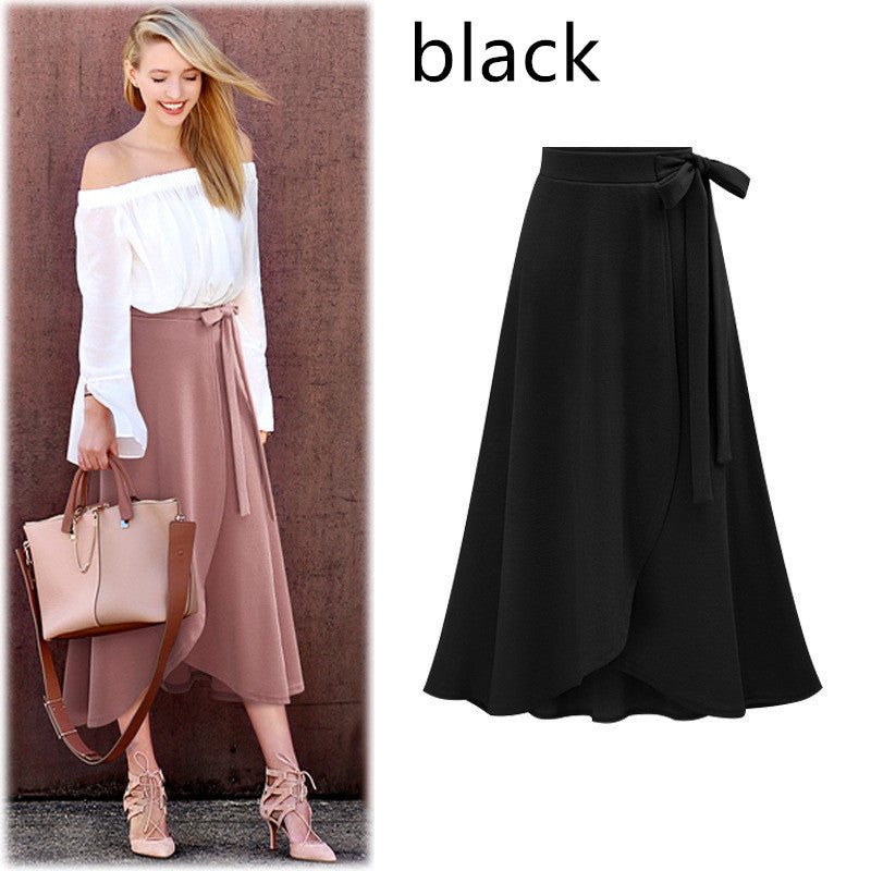 Women's mid-length lace-up skirt