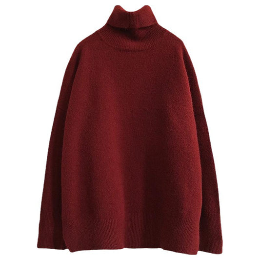 Soft Glutinous Idle Style Solid Color Turtleneck Sweater For Women