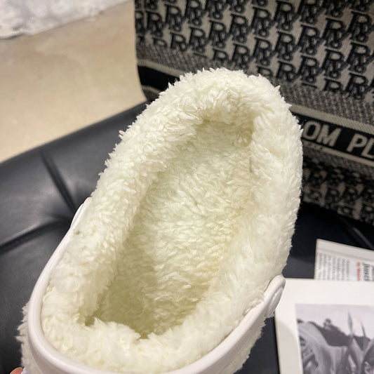Plush Thick Soled Baotou Sponge Cake Two Wear Cotton Slippers