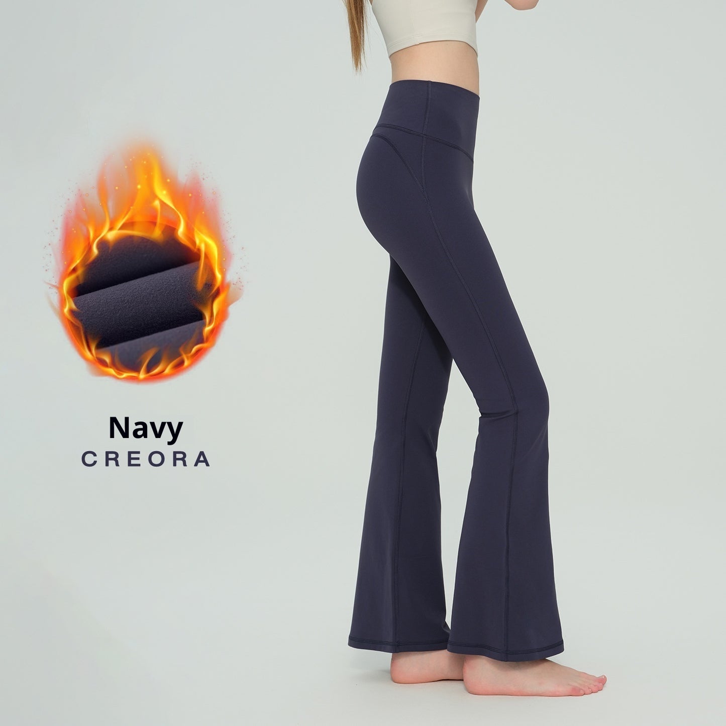 Autumn And Winter Thickened Fleece High-waisted Butt-lifting Slim Flare Pants For Women