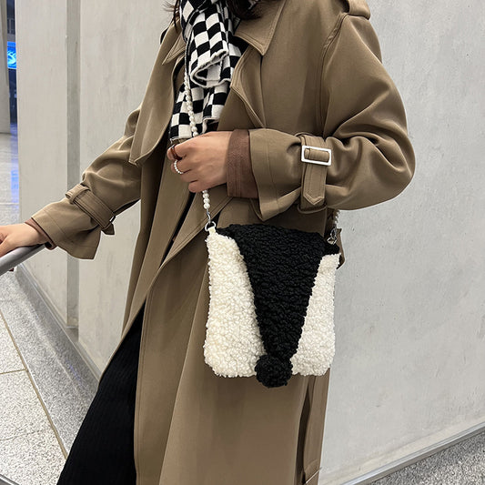 Hat Lamb Cashmere Color Matching Small Square Bag