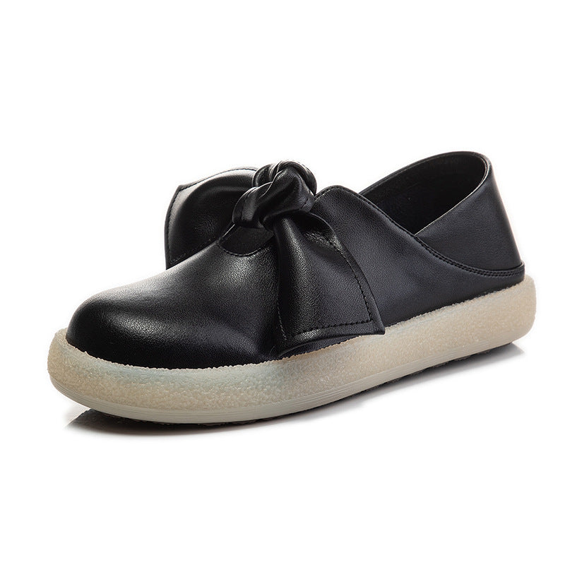 Bowknot Autumn Soft Leather Flat One Pedal Casual Single Shoes Women's Trend