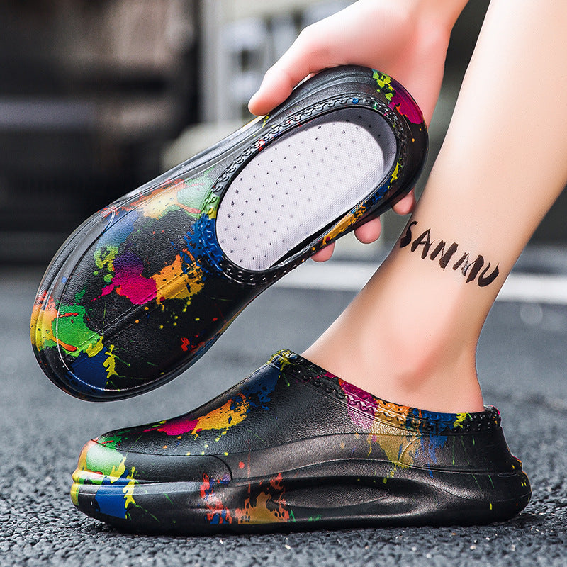Men's Fashion Platform Pump Chef Hotel Waterproof Food Workshop Work Shoes Durable Garden Slippers