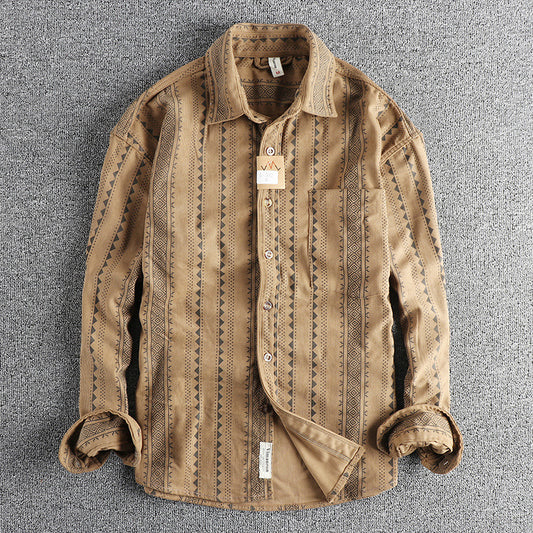 Etnisk Navajo Totem Amerikansk Retro Casual Herreskjorte