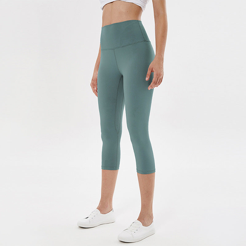 Sports tights solid color yoga cropped pants
