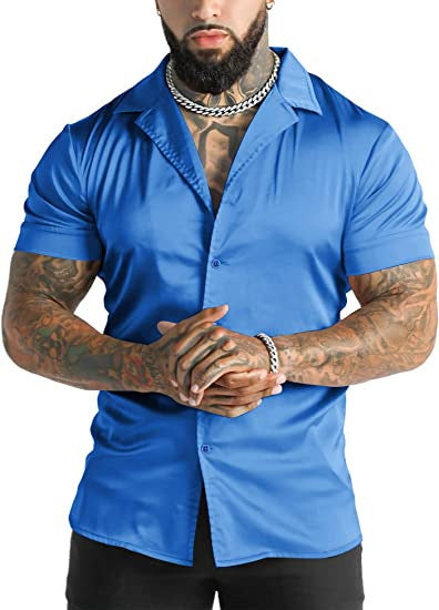 Men's Disco Short Sleeve Shirt Casual Men's Short-sleeved Shirt